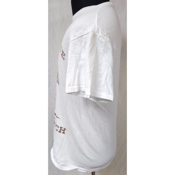 Yellowstone Dutton Ranch Medium White Cowboy Horse Spellout Distressed Tee Shirt - Picture 10 of 13